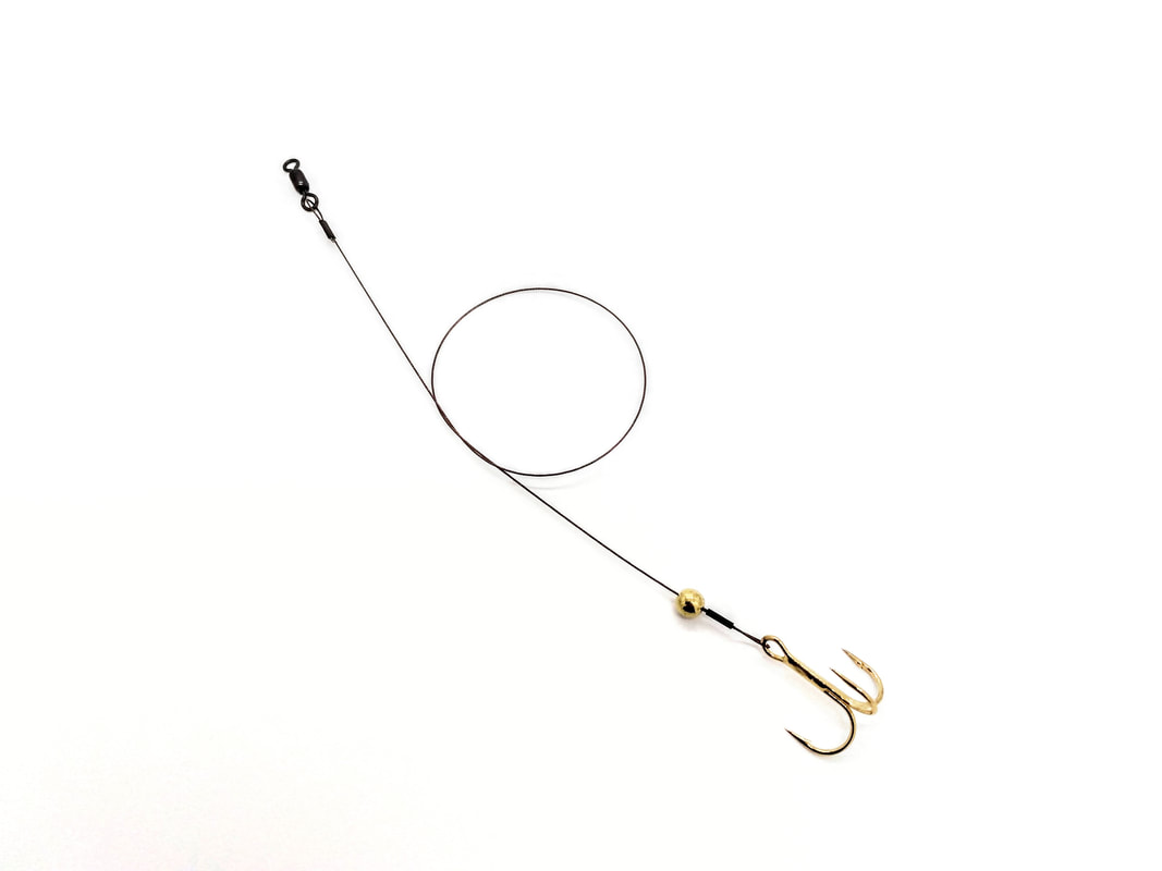 6 - WIRE ICE FISHING TIP UP LEADER / SINGLE HOOK RIG - Z LEADERS